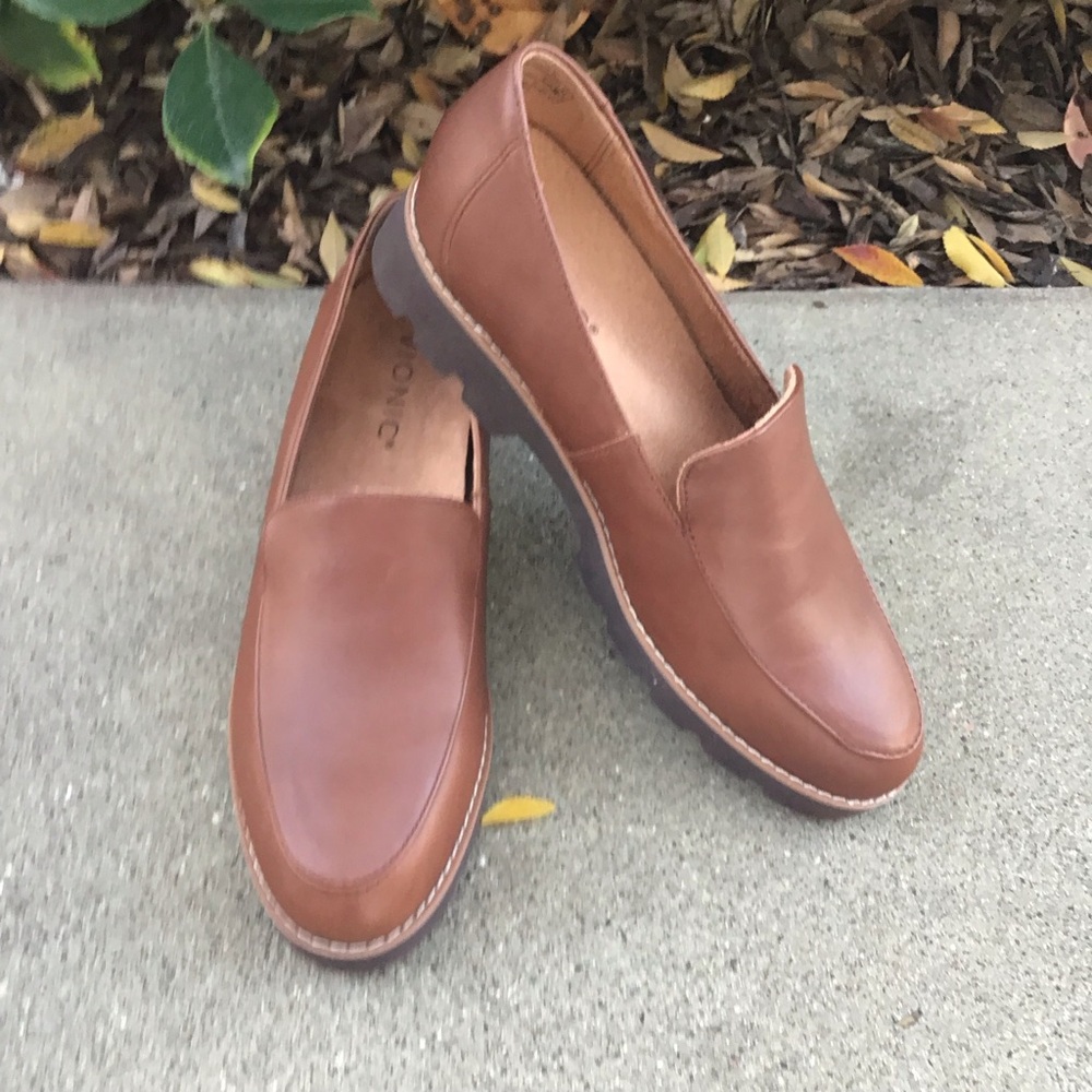 Vionic brown Kensley Nappa Leather Loafers Womens Shoes